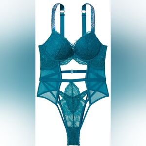 XL Victoria's Secret Shine Strap PushUp Satin Lace Cutout Teddy